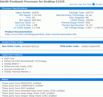 pentium e2210 45 nm 